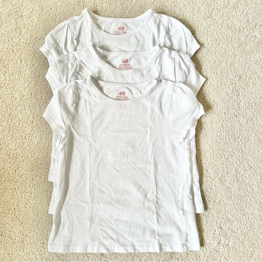 H&M Girls t-shirt jersey 3-pack, (bundle of 3) white size 5T/6 like new